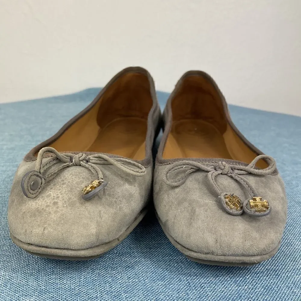 Tory Burch Carbon Grey Laila Suede Driver Ballet